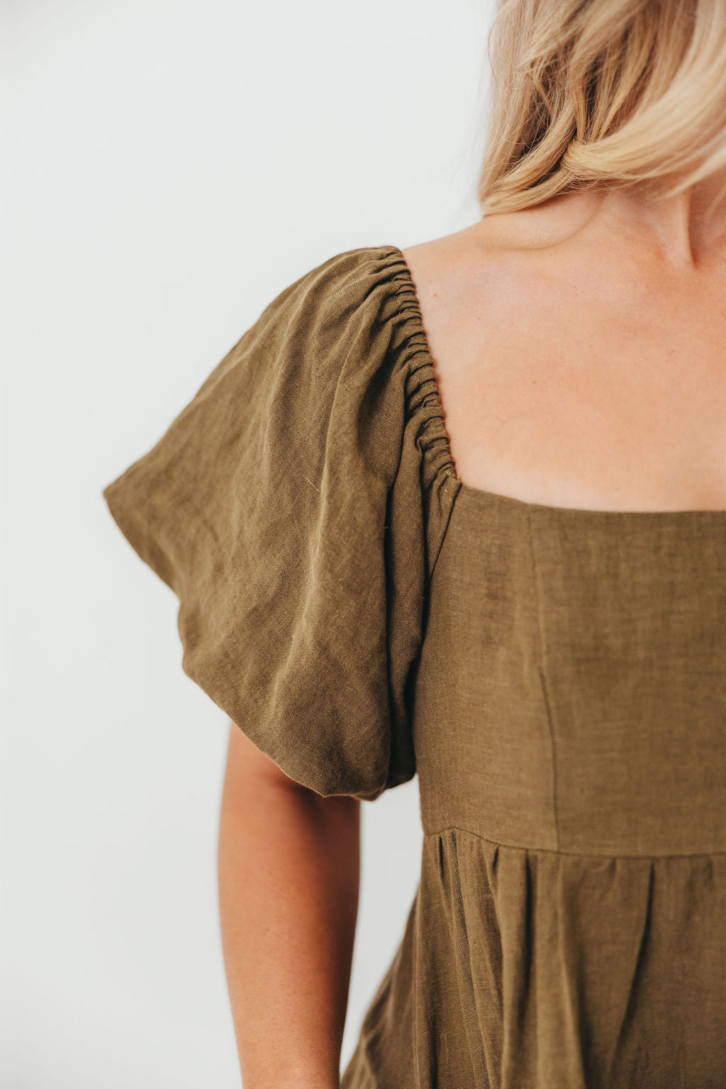Candace Woven Linen Maxi Dress in Dark Olive - Bump Friendly