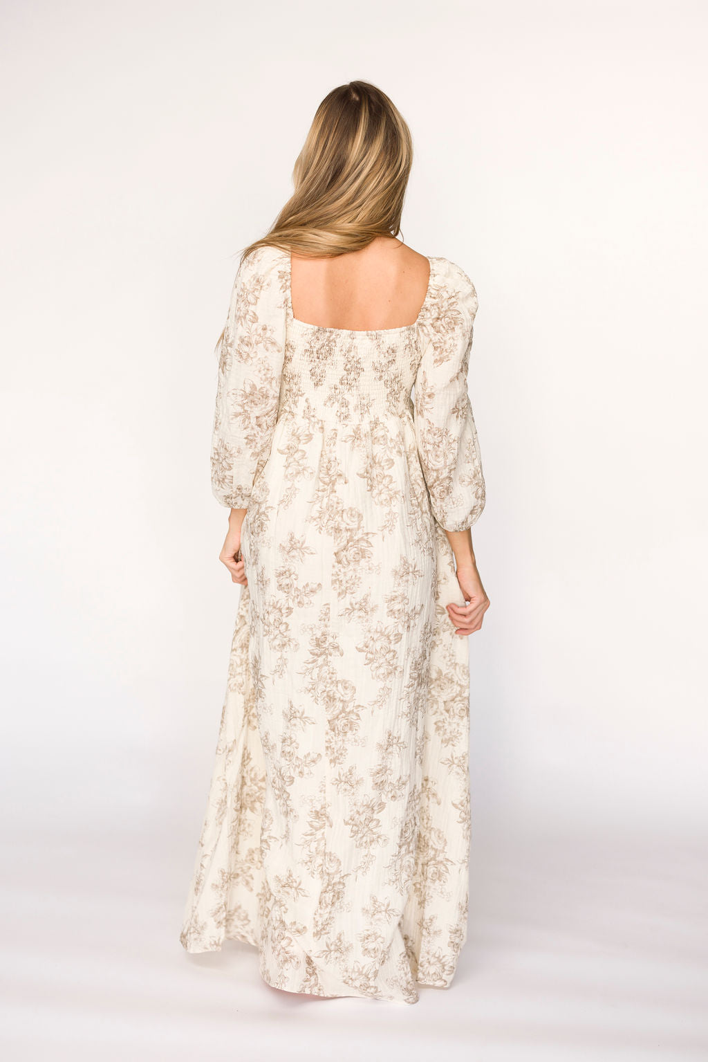 Peyton 100% Cotton Maxi Dress in Brown Floral - Bump Friendly
