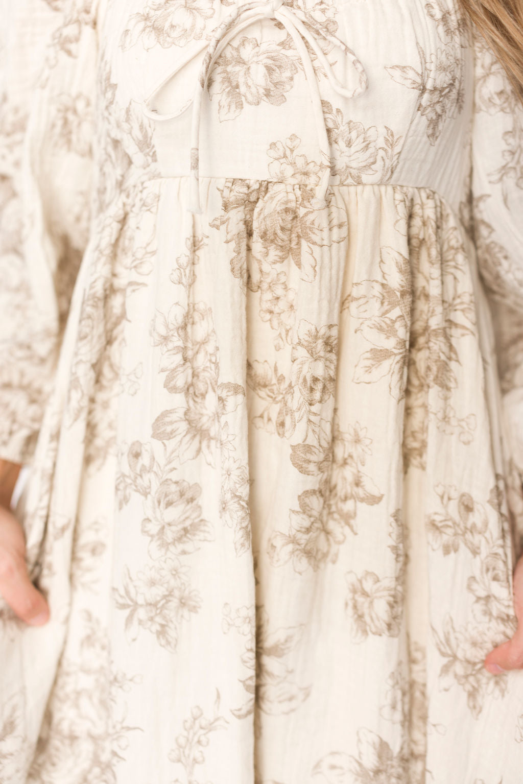 Peyton 100% Cotton Maxi Dress in Brown Floral - Bump Friendly