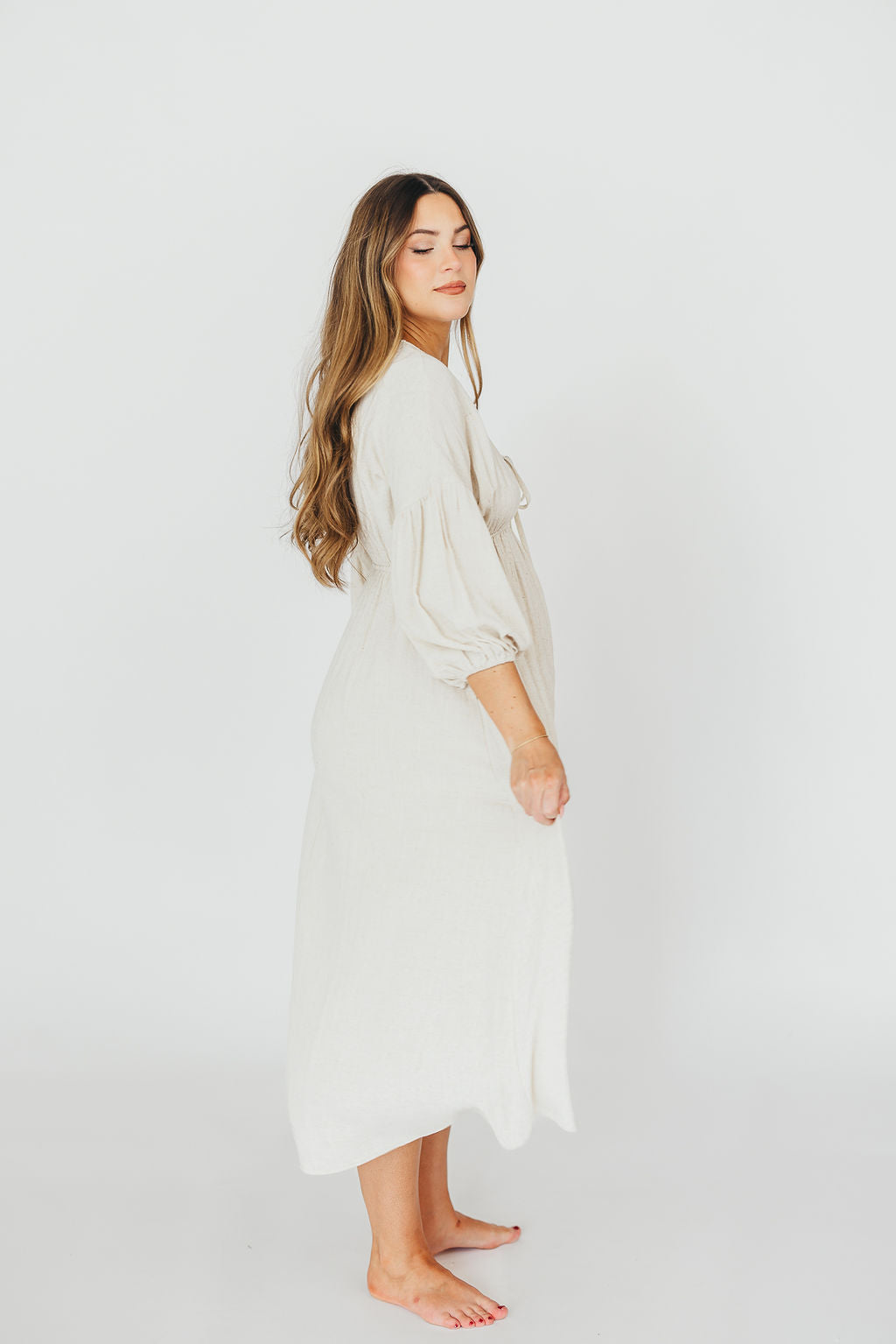 Hunter 100% Cotton Gauze Midi Dress in Soy - Bump Friendly *9/22 PRE-ORDER*