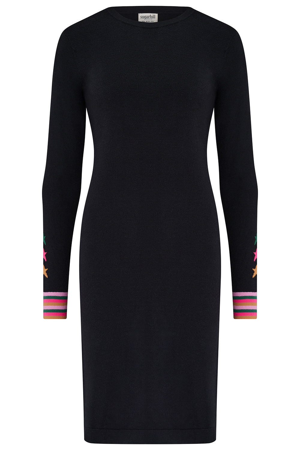 Malia Knit Dress - Black, Star Cuffs