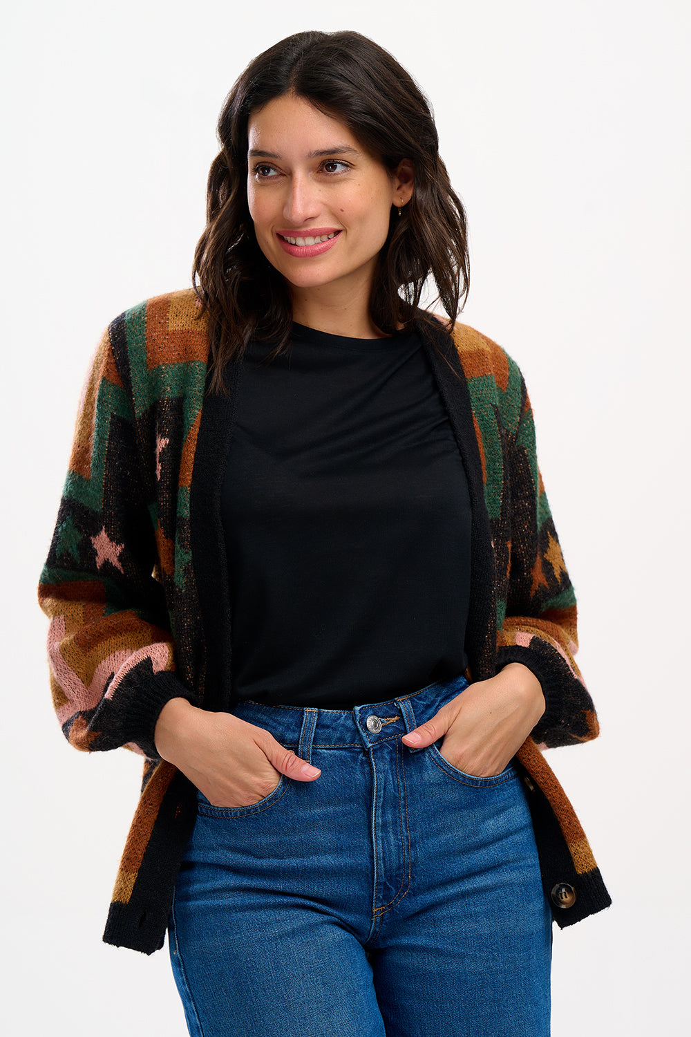 Morganna Cardigan - Multi, Chevron & Stars