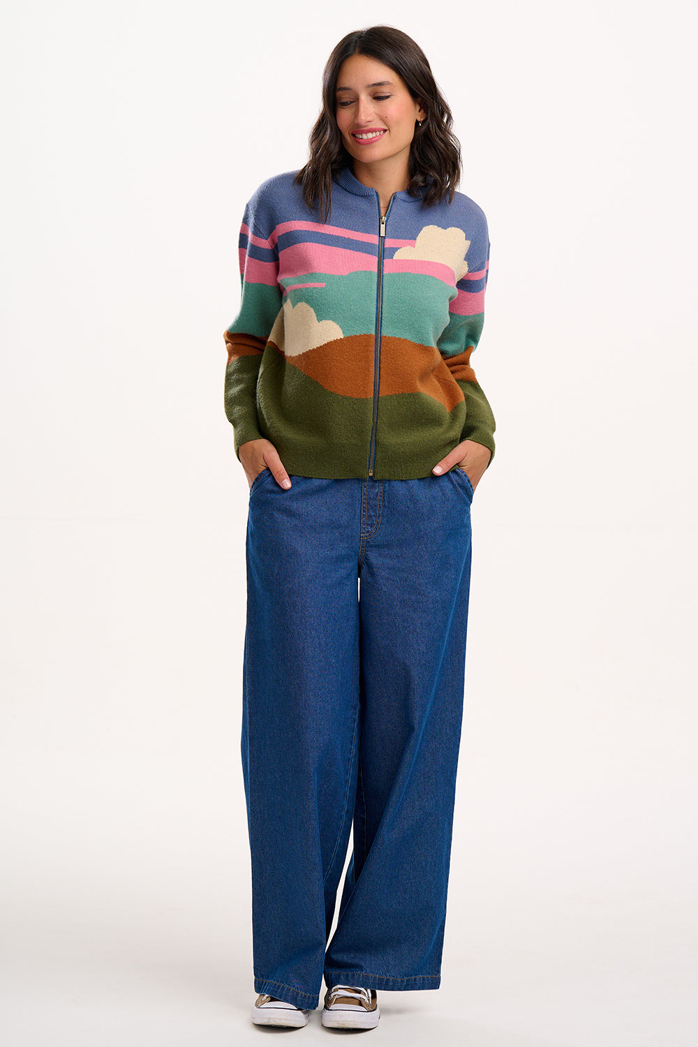 Solana Knitted Bomber - Multi, Cloudy Hills