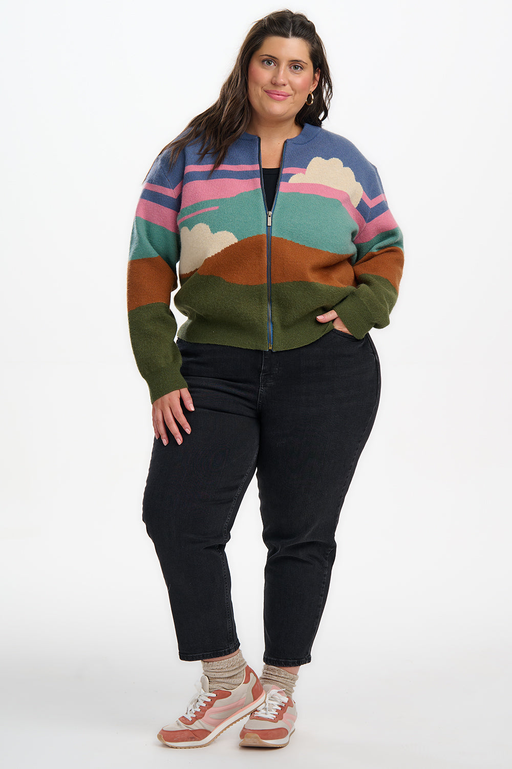 Solana Knitted Bomber - Multi, Cloudy Hills