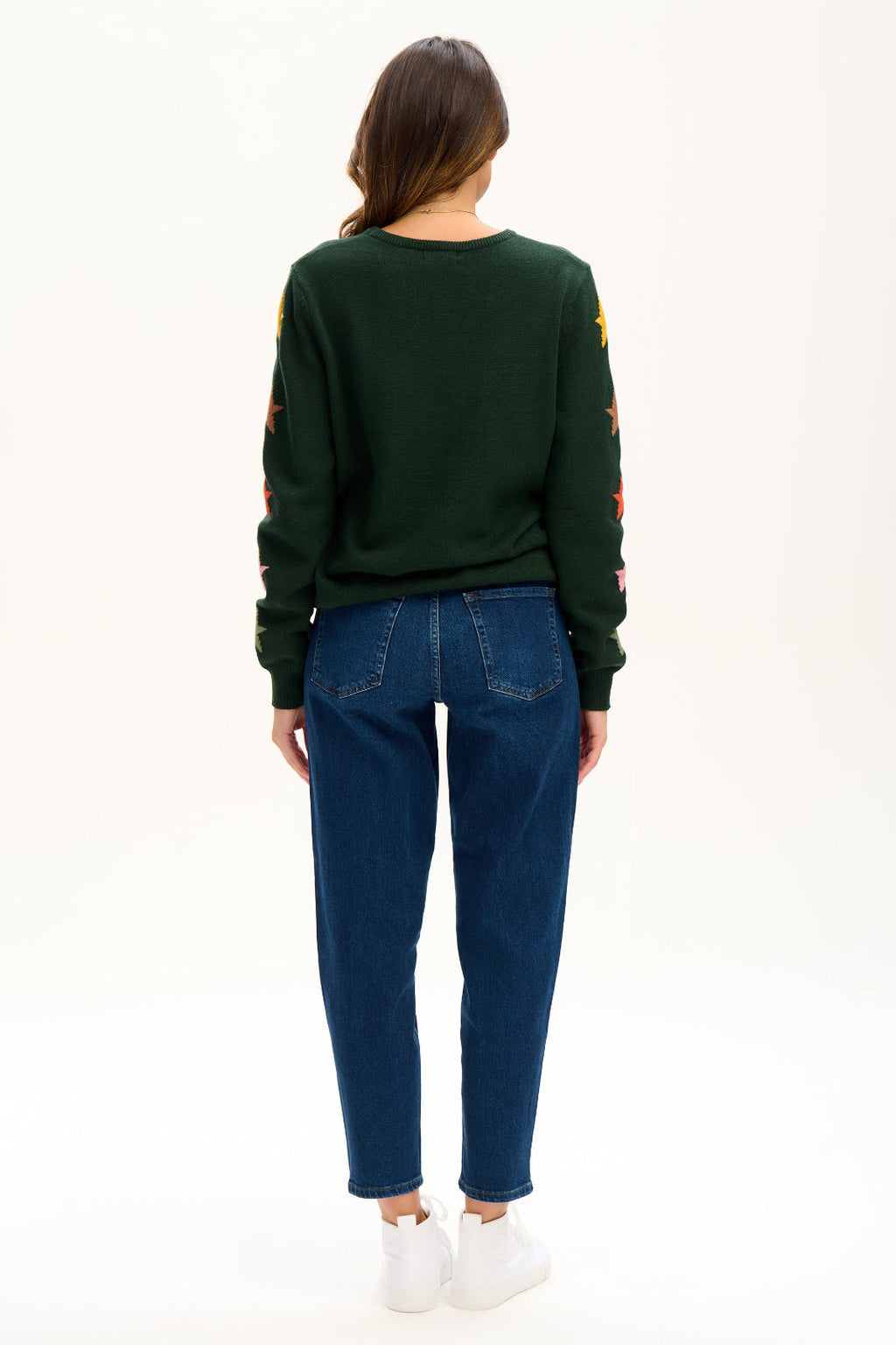 Stacey Jumper - Green, Autumnal Star Sleeves